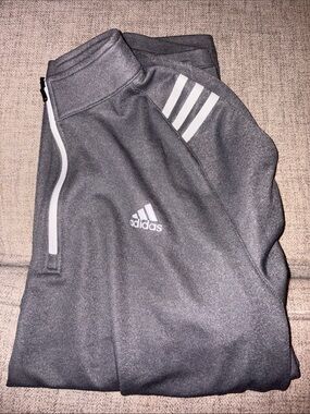 adidas Men’s Charcoal Gray Joggers with White Stripes